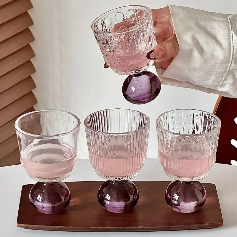 Cute Ball Base Glass Creative Mid-Century Whiskey Cup Baijiu Cup Tea Drinking Cup Juice Cup