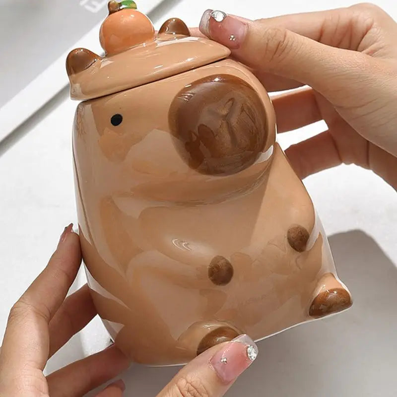 Christmas Mug Ceramic Coffee Mug Tea Mug Novelty Capybara Mug Christmas Gift Cute Milk Coffee Cup Funny Tea Cup with Lid